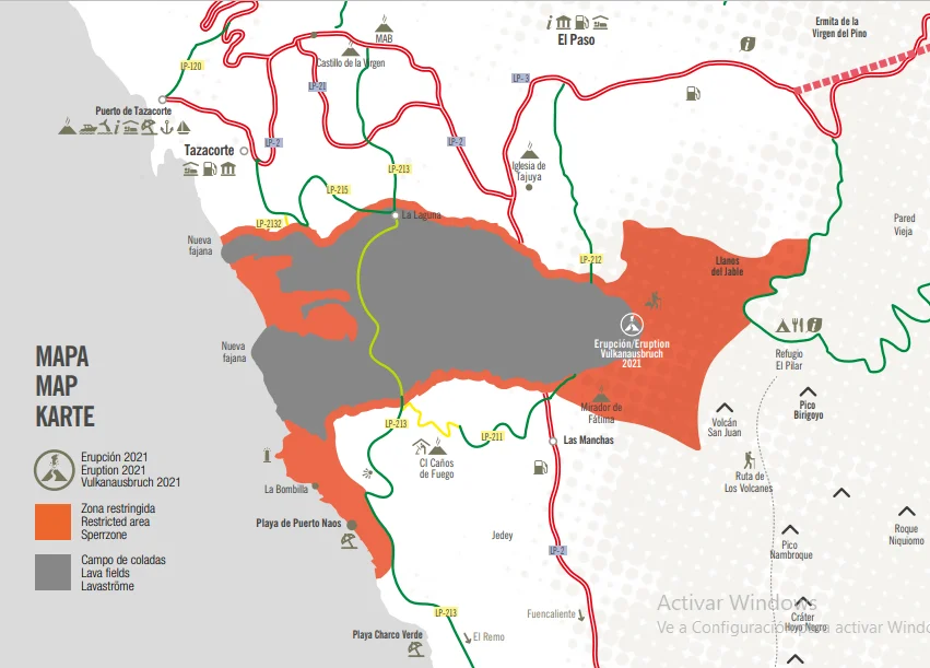 Mapa nuevo volcán de la palma
