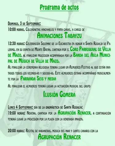 Fiesta de Santa Rosalía en Mazo 2024
