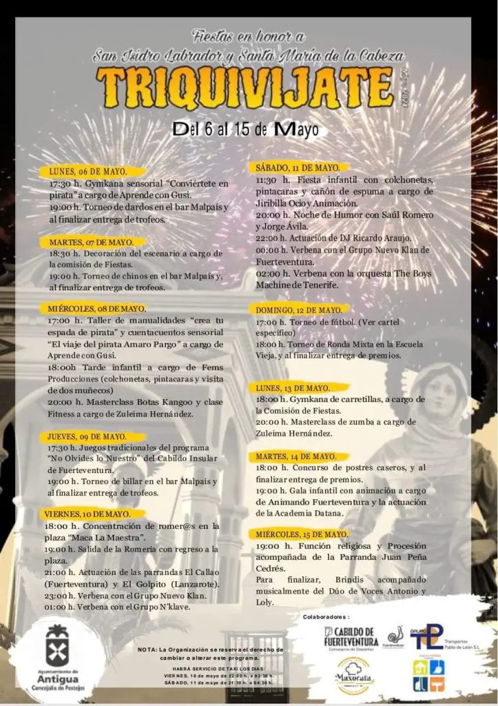 Programa de Actos y Eventos de San Isidro Labrador y Santa María de la Cabeza 2024 en Triquivijate