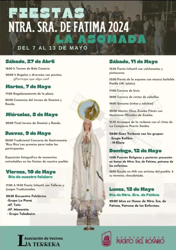 Cultura y Devoción: La Emocionante Agenda de las Fiestas de la Virgen de Fátima en La Asomada 2024