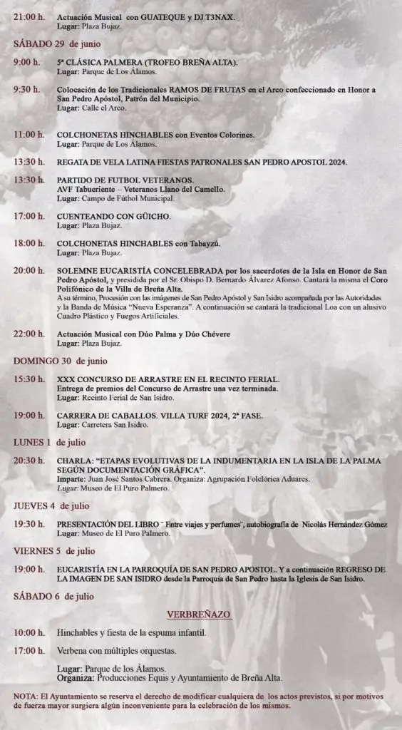 Programa de las Fiestas